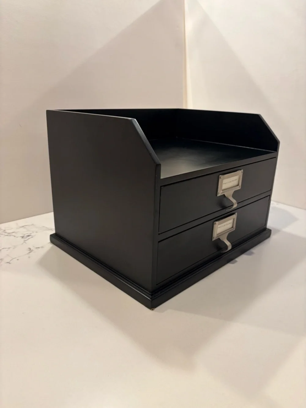 Pottery Barn Bedford Two Drawer Desk Organizer Black Office Storage Organization